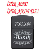 Kişiye Özel Lazer İsim Baskılı Benzinli Metal Çakmak (Mat Siyah)
