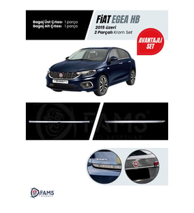 Fiat Egea 2015-2019 HB 2 Parça Krom Set (Bagaj Çıtası Üst + Bagaj Alt Çıtası) P.Çelik