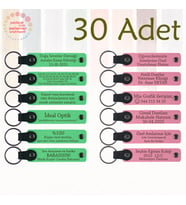 Fıstık Yeşili & Pembe, Kına Gecesi Davetlilerine Anlamlı Hediye, 30’lu Set, Yazılı Deri Anahtarlık