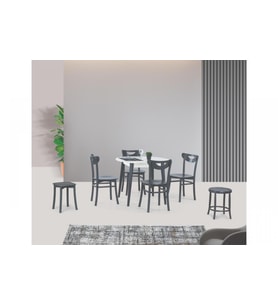 SİENA SABİT MASA VE ALMAN SANDALYE TAKIMI, ANTRASİT, 90X90