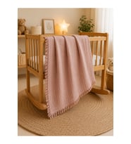 %100 Pamuk 4 Katlı Püsküllü Muslin Bebek Battaniyesi, Çok Amaçlı Muslin Ört