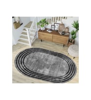 Eliana Home Baskılı, Yıkanabilir Kaymaz Taban Oval Halı LNA7255-HT486 100x150 cm (Gri)