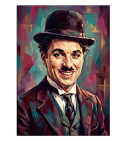 Renkli Charlie Chaplin Pop Art Dekoratif Kanvas - Mdf Ahşap Tablo