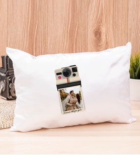 Kişye Özel Polaroid Tasarım Fotoğraflı Dikdörtgen Yastık