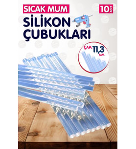10 Adet Sıcak Mum Silikon 11,3 mm Kalın Çubuk Silikon Tabanca Mumu-T983 (Renksiz)