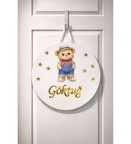 El Yapımı İsme Özel Yuvarlak Erkek Bebek Kapı süsü, Hastane Süsü, Bebek İsimlik (Beyaz)