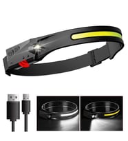 pilelistore 5 Aydınlatma Modlu COB LED Sensörlü USB Şarj Edilebilir Dahili Pilli Kafa Lambası