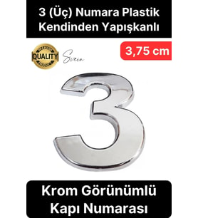 No 3 Kapı Numarası Kendinden Yapışkanlı Masa Dolap Plastik Ev Posta Kutusu Dış Mekan Daire 3,75 cm