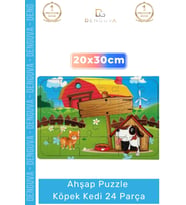 #Puzzle 3 Yaş Üzeri Eğitici Oyuncak Doğal Dayanıklı Hediye Seti Ahşap Puzzle Köpek Kedi 24 Parça
