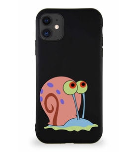 Apple iPhone 11 Soft Premier Kapak Salyangoz Gary Tasarımlı Silikon Kılıf - Siyah (Şeffaf)