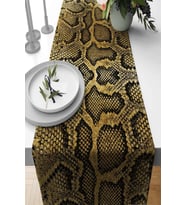 Gold Krokodil Desenli Premium Masa Örtüsü Runner RNR067