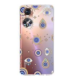 PrintiFy Honor 50 ile Uyumlu Nazar Boncuğu 5  Kamera Korumalı Şeffaf  Kılıf