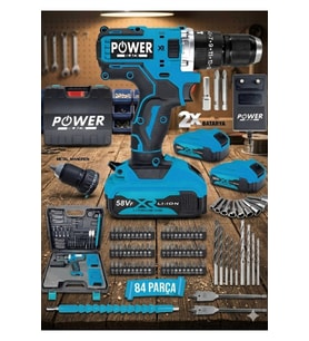 Powerblack 12v Darbeli Şarjlı Matkap Çift Akülü 17 Parça Set