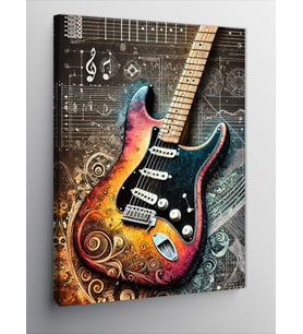 Kanvas Tablo Renkli Elektro Gitar