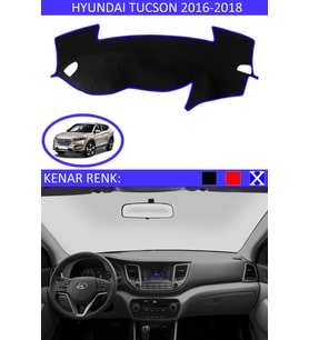 Hyundai Tucson 2016-2018 İçin Uygun Torpido Koruma Halısı Siyah Kenar Renk Mavi