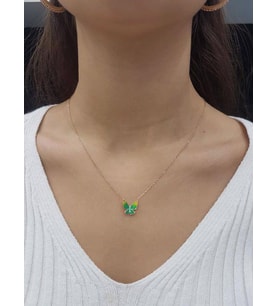 Kelebek Lazer Mineli Minimal Kolye (Karışık)