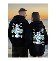 Kardan Adam Sevgili Kombini Hoodie – Unisex Oversize Kapüşonlu Sweatshirt 2’li Set (Siyah)