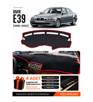 BMW E39 (1995-2003) Uyumlu Torpido Örtüsü Torpido Kılıfı - Siyah Kırmızı