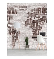 Dreamwall Tuğla Duvar Ve Harita Desenli Silinebilir Tekstil Duvar Kağıdı (Çok Renkli)
