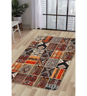 Dijidekor Halı Turuncu Cool K1300 Yıkanabilir Saçaksız Kesme İnce Yolluk Kilim Salon Halısı Modeli (Açık Turuncu)