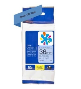 Brother TZe-561 Mavi üzerine Siyah Laminasyonlu Muadil Etiket 36mm x 8m