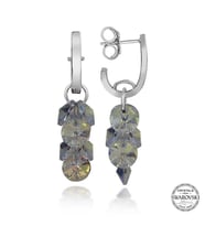 Swarovski Crystal Taşlı Gümüş Salkım Sallantılı Çivili Kadın Küpe