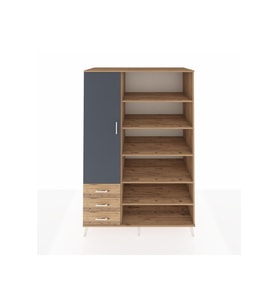 Kronos Dolap 9 Raflı 3 Çekmeceli 3 Kapaklı 132x59x195 Çam-Antrasit/Çam