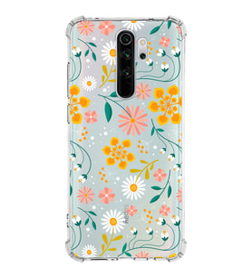 Xiaomi Redmi Note 8 Pro Köşe Korumalı Antişok Kapak Çiçek Tasarımlı Şeffaf Silikon Kılıf