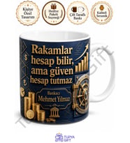 Bankacıya Hediye Kişiye Özel Baskılı Kupa Bardak Finans Temalı Özel Tasarım