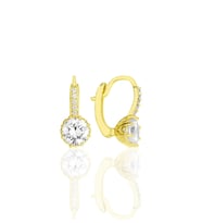 Gümüş altın yaldızlı zirkon taşlı elmas montürlü küpe SGTL11849GOLD