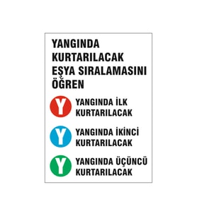 yangında kurtarılacak eşya sıralaması, isg uyarı levhası