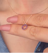 925 Ayar Gümüş Pembe Taşlı Çember Kolye