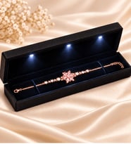 925 Ayar Gümüş Takı Seti Mor Ametist Taşlı Lotus Kolye ve Pembe Ametist Taşlı Bileklik Işıklı Kutulu