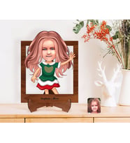 BK Gift Kişiye Özel Kız Çocuk Karikatürlü Ahşap Standlı 3D Biblo-18 (Beyaz)