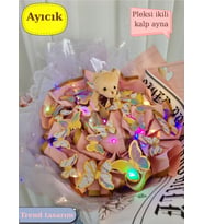 KELEBEK çiçek - mini aynalı -ayıcıklı çiçek - ayıcıklı ışıklı kelebek çiçek - led ışıklı kelebek buket - kelebek buket - ayıcıklı çiçek - Mini aynalı (Pembe - Gül Kurusu - Lila - Beyaz) 888