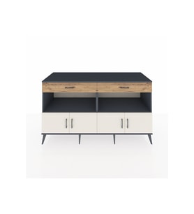 Kronos Konsol 2 Raflı 2 Çekmeceli 4 Kapaklı 176x59x99 Antrasit-Aytaşı/Çam