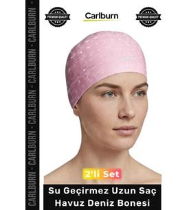 #Bone Uzun Saç Kaymaz Su Geçirmez Sızdırmaz Yüzücü Havuz Deniz Bonesi Elastik Bez Yüzme Şapkası 2'li