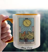 Kişiye Özel Tarot Kartı Tasarımlı Turuncu Kupa Bardak Model-4
