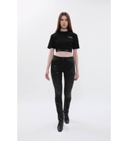 Kadın Yüksek Bel Skinny Fit Dar Paça Benekli Füme Jean Pantolon