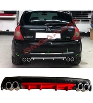 Renault Clio Mk2 HB Kırmızı Difüzör Çiftli Yuvarlak Egzoz Görünümlü D Tip Difizör 1998-2005