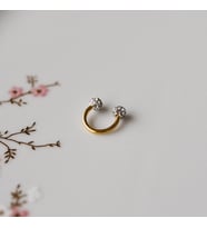 8 mm Gold İki Ucu Taşlı Cerrahi Çelik Tragus Helix Piercing Kıkırdak Septum (Çok Renkli)