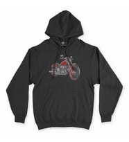 Kırmızı Motor Siyah Kapşonlu Sweatshirt Hoddie