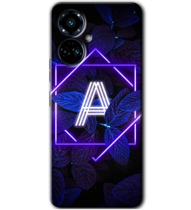 Tecno Camon 19 Pro Kılıf HD Desen Baskılı Kılıf - Dark Neon Yaprak A Harfi