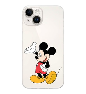 Apple iPhone 14 Uyumlu Kamera Korumalı Tıpalı Kapak Mickey Mouse Tasarımlı ŞeffafKılıf