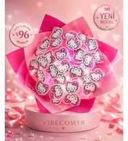 Kişiye Özel Notlu Hello Kitty Buketi – Işıklı Premium Hediye