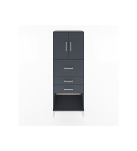 Hyperion Dolap 2 Raflı 3 Çekmeceli 2 Kapaklı 60x44x163 Antrasit-Antrasit