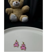 Pembe Ayıcıklı Çocuk Çelik Küpe -Pofuduk Serisi (Pembe-Altın)