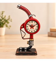 El Yapımı Dekoratif Metal Vintage Saatli Benzin Pompası Masa Saati C1867
