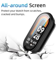 [Protective-Case] Akıllı Saatler için 2’si 1 Arada Sert Polikarbonat Kasa Koruyucu Dokunma ve Netliği Etkilemeyen Çizilmeye Karşı Ekran Koruyucu Kılıfıı (Siyah, Xiaomi Mi Band 10)