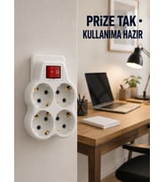 Duvar Priz Çoğaltıcı 4 Çıkışlı Açma Kapama Düğmeli Kablosuz Priz Adaptörü